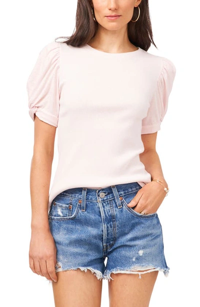 Shop 1.state Puff Sleeve Rib Knit T-shirt In Pink Cloud