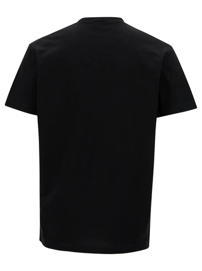 Shop Dsquared2 Black Crewneck T-shirt With All-over Icon Print In Cotton Man