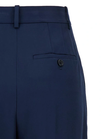 Shop Theory Blue Pants With Pinces Detail At The Front In Viscose Woman