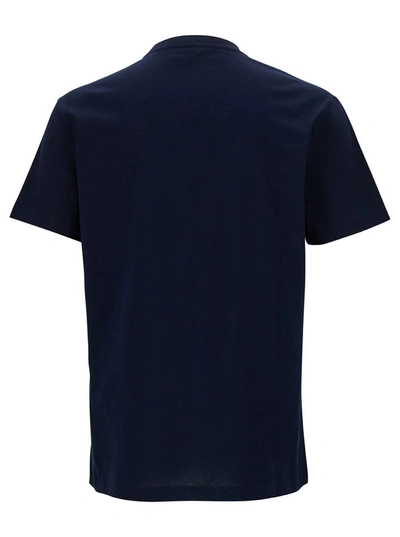 Versace Blue Crewneck T-shirt With 90's Logo Print In Blu