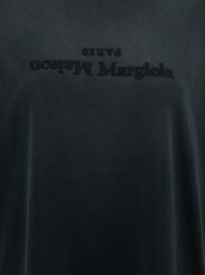 Shop Maison Margiela Black T-shirt With Logo Embroidery In Cotton Woman