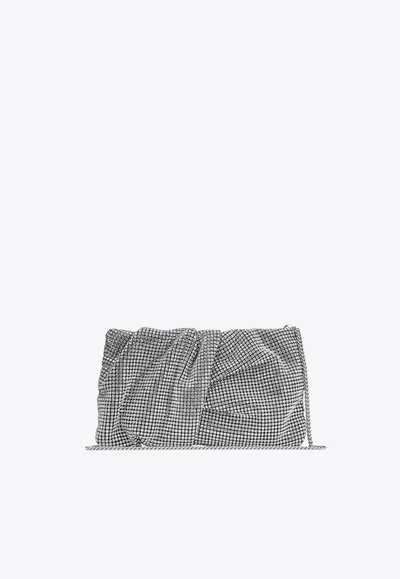 Shop Jimmy Choo Bonny Crystal Mesh Clutch Bag In Silver