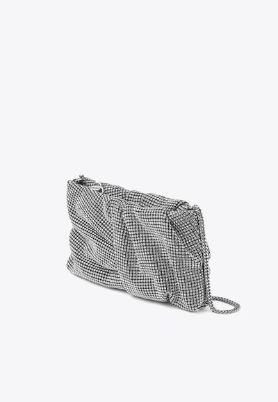 Shop Jimmy Choo Bonny Crystal Mesh Clutch Bag In Silver