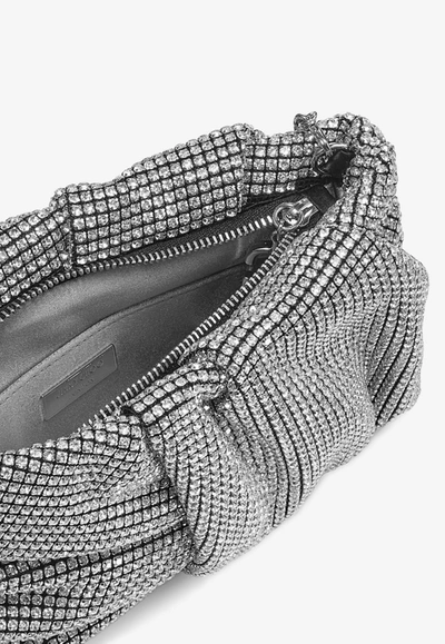 Shop Jimmy Choo Bonny Crystal Mesh Clutch Bag In Silver