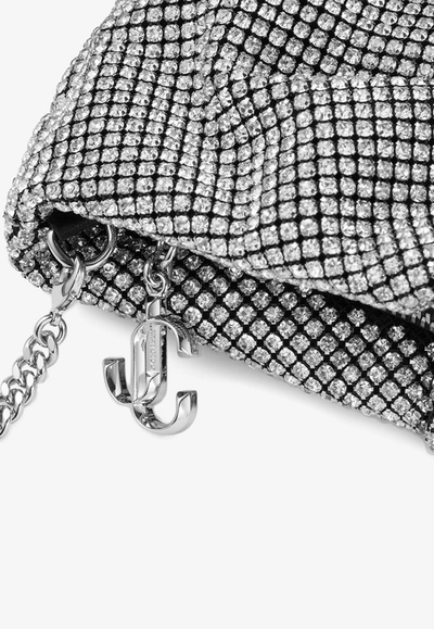 Shop Jimmy Choo Bonny Crystal Mesh Clutch Bag In Silver