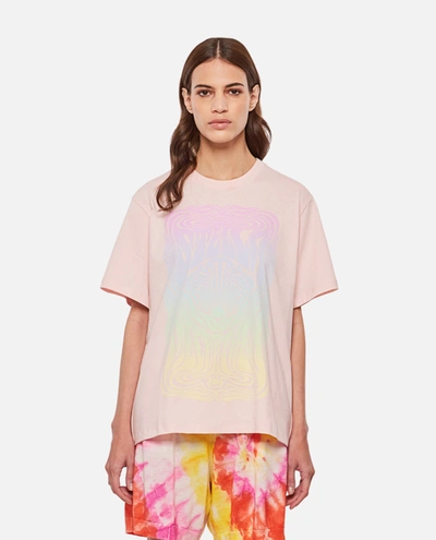 Shop Stella Mccartney Stelladelic Printed Cotton T-shirt In Pink