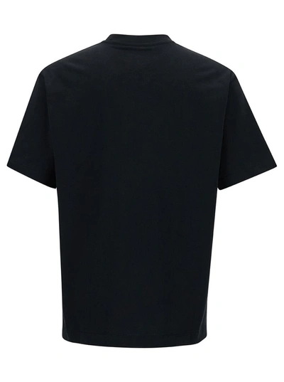 Shop Amiri Black T-shirt With Contrasting Logo Print In Cotton Man