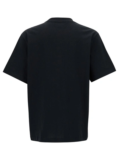 Shop Amiri Black T-shirt With Contrasting Logo Print In Cotton Man