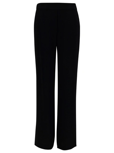 Shop P.a.r.o.s.h Black Loose Pants With Waist-band In Polyamide Woman