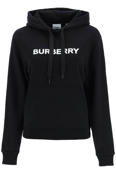 Shop Burberry Poulter Hoodie With Logo Print In Black