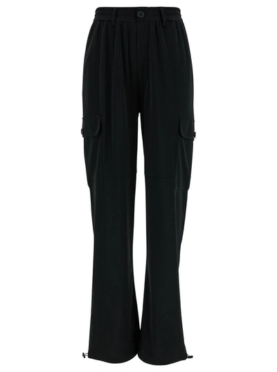Shop Twinset Black Cargo Pants With Oval T Patch In Tech Fabric Woman