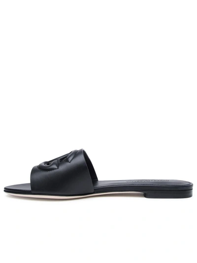 Shop Dolce & Gabbana Black Calf Leather Slippers