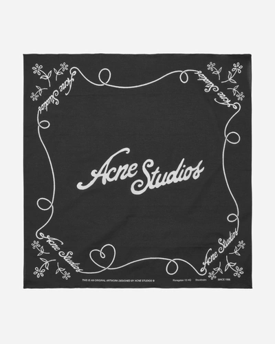 Shop Acne Studios Printed Logo Bandana In Black