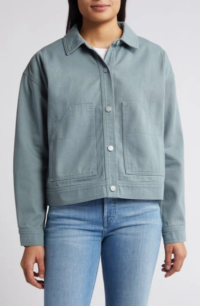 Shop Wit & Wisdom Cotton Twill Utility Jacket In Dusty Slate