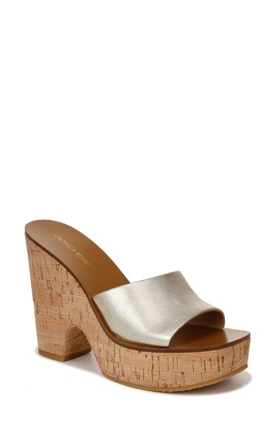 Shop Veronica Beard Paulita Platform Slide Sandal In Platinum