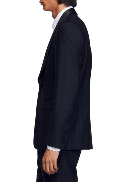 Shop Sandro Wool Blend Tuxedo Jacket In Black