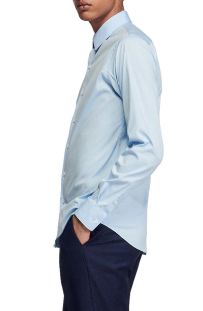Shop Sandro Fitted Stretch Button-up Shirt In Sky Blue