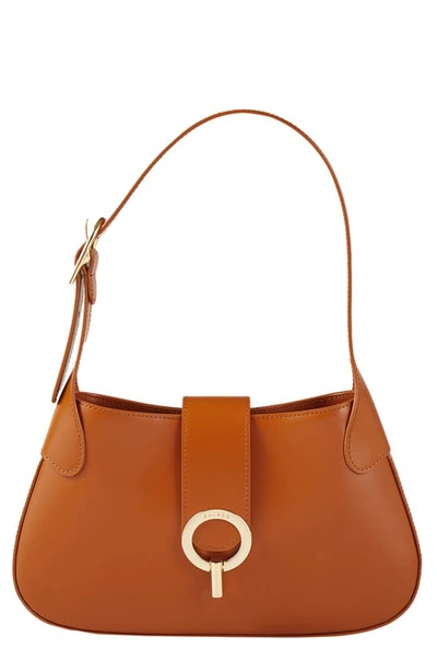 Shop Sandro Sweet Janet Leather Shoulder Bag In Caramel