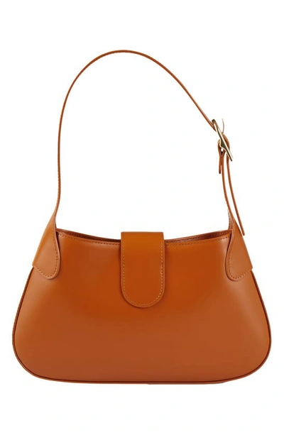 Shop Sandro Sweet Janet Leather Shoulder Bag In Caramel
