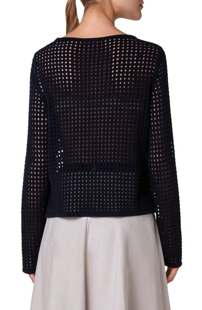 Akris Punto Cotton Open Stitch Sweater In Navy