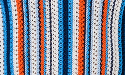 Shop Akris Punto Stripe Open Stitch Sweater Tank In Blue Multicolor