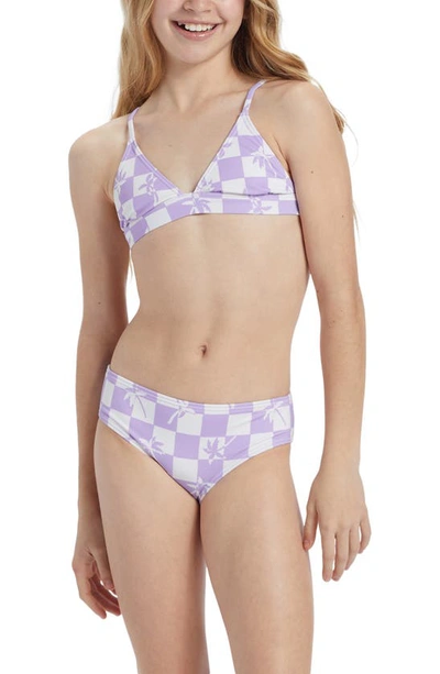 Shop Billabong Kids' Check Your Palm Banded Triangle Two-piece Swimsuit In Peaceful Lilac