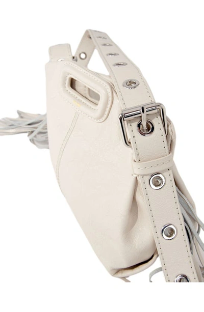 Shop Maje Mini Miss M Leather Shoulder Bag In White