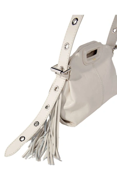 Shop Maje Mini Miss M Leather Shoulder Bag In White