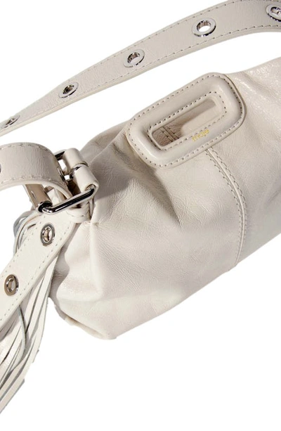 Shop Maje Mini Miss M Leather Shoulder Bag In White
