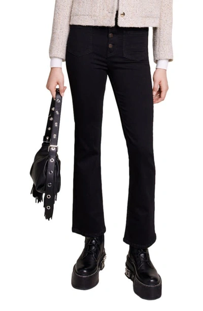 Shop Maje Passion Exposed Button Fly Ankle Jeans In Black