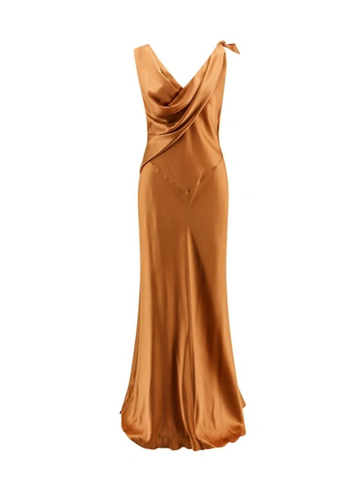 Shop Alberta Ferretti Dress In Gold