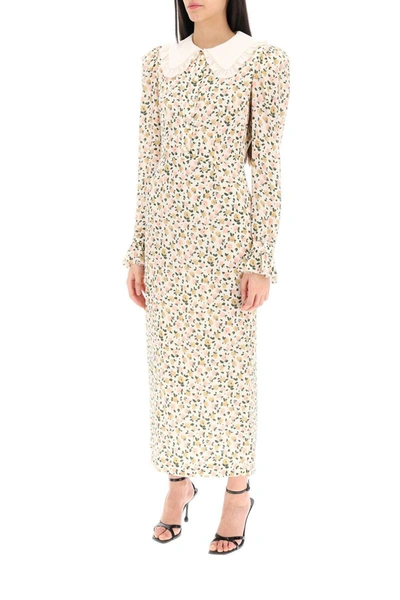 Shop Alessandra Rich Floral Shirt Dress In Neutro