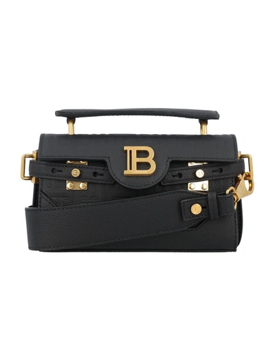 Shop Balmain B-buzz 19 Monogram Crossobody Bag In Black