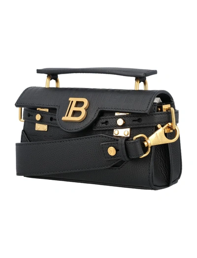 Shop Balmain B-buzz 19 Monogram Crossobody Bag In Black