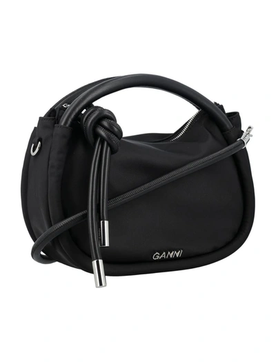 Shop Ganni Mini Knot Bag In Black