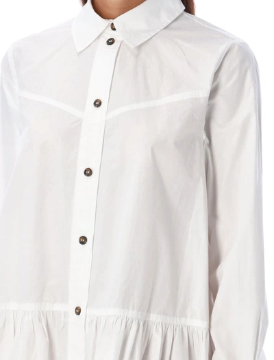 Shop Ganni Shirt Dress In White