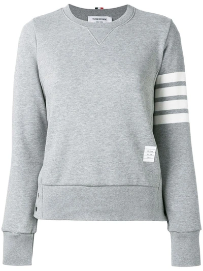 Shop Thom Browne 4-bar Cotton Crewneck Sweatshirt In Grey