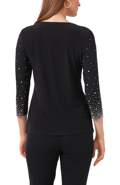 Shop Chaus Beaded Sleeve Top In Black