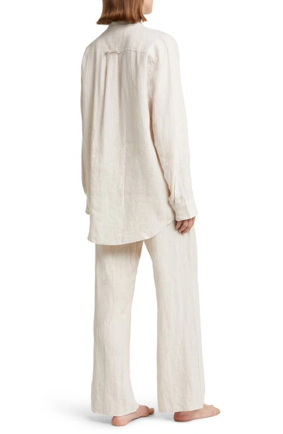Shop Desmond & Dempsey Long Sleeve Linen Pajamas In Oat