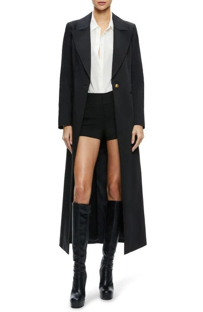 Shop Alice And Olivia Theo Cotton Blend Coat In Black