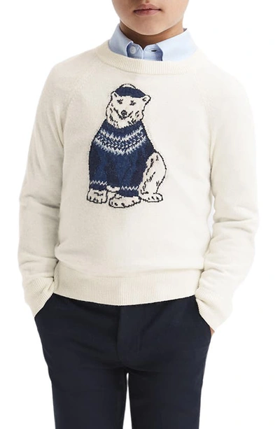 Shop Reiss Kids' Osburn Jr. Polar Bear Crewneck Sweater In Ecru