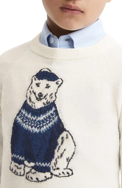 Shop Reiss Kids' Osburn Jr. Polar Bear Crewneck Sweater In Ecru