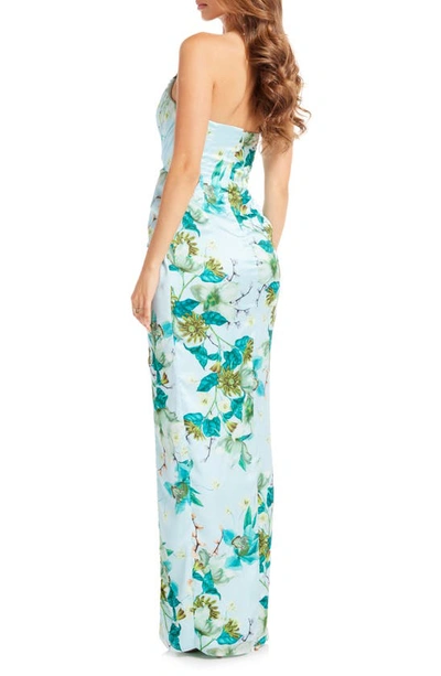 Shop Katie May Finn Floral Strapless Sheath Gown In Orchid Breeze