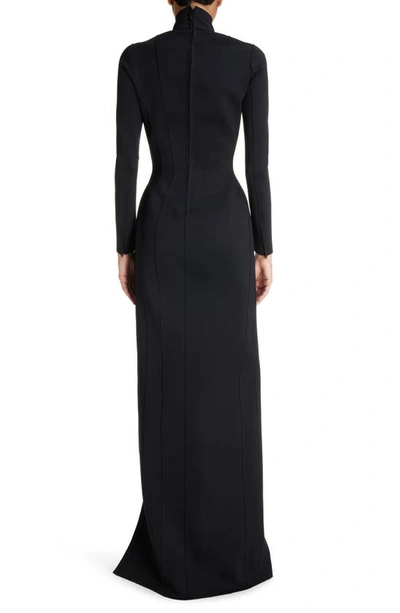 Shop Balenciaga Raised Seam Long Sleeve Fitted Gown In Black