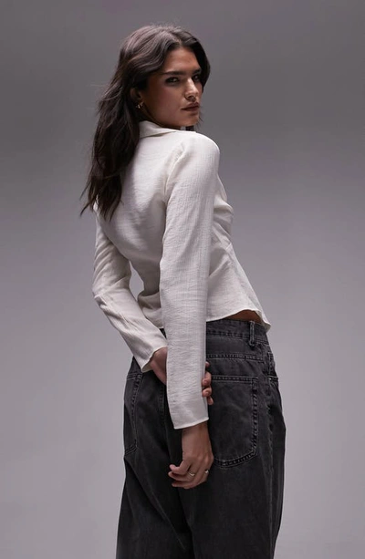 Topshop Twist Front Top In Khaki-green In Cream