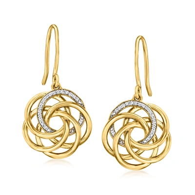 Ross-simons Diamond Interlocking-circle Drop Earrings In 18kt Gold Over Sterling In White