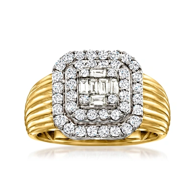 Ross-simons Diamond Cluster Ring In 14kt 2-tone Gold In White