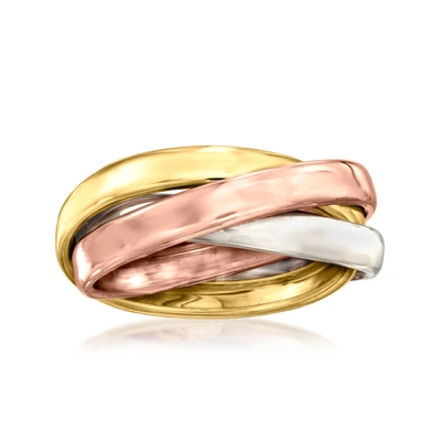 Shop Ross-simons Italian 14kt Tri-colored Gold Rolling Ring In Multi