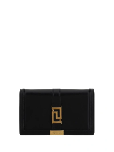 Shop Versace Shoulder Bags In Nero+oro