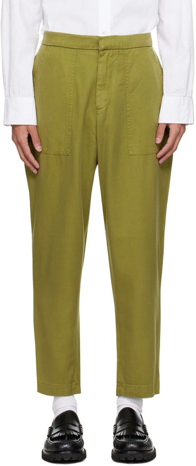 Shop Officine Generale Green Paolo Trousers In Cardamome